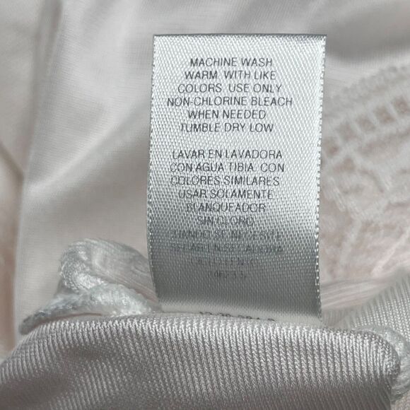 Vintage Adonna Full Slip Womens 36 White Silky Satin Lace V-neck - Picture 11 of 14